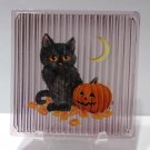 Mosser Glass HP Tile Halloween Kitty Cat by Former Fenton Artist CC Hardman