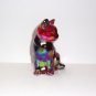 Fenton Glass Ruby Red Carnival Iridized Sitting Cat Figurine by Mosser Glass