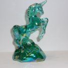 Mosser Glass Teal Carnival Iridized Unicorn Figurine Former Fenton Mold