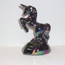 Mosser Glass Black Carnival Iridized Unicorn Figurine Former Fenton Mold