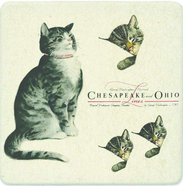 Chessie Cat Kitten Family C & O Railroad Mascot Coasterstone Trivet New 7" x 7"