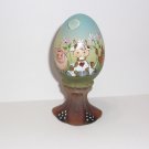 Fenton Glass Amber Farmyard Pals Cow Pig Chicken Egg on Stand Pedestal Ltd Ed #18/24