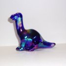 Fenton Glass Cobalt Blue Carnival Iridized Dinosaur Figurine Mosser Made In USA