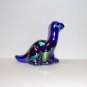 Fenton Glass Cobalt Blue Carnival Iridized Dinosaur Figurine Mosser Made In USA