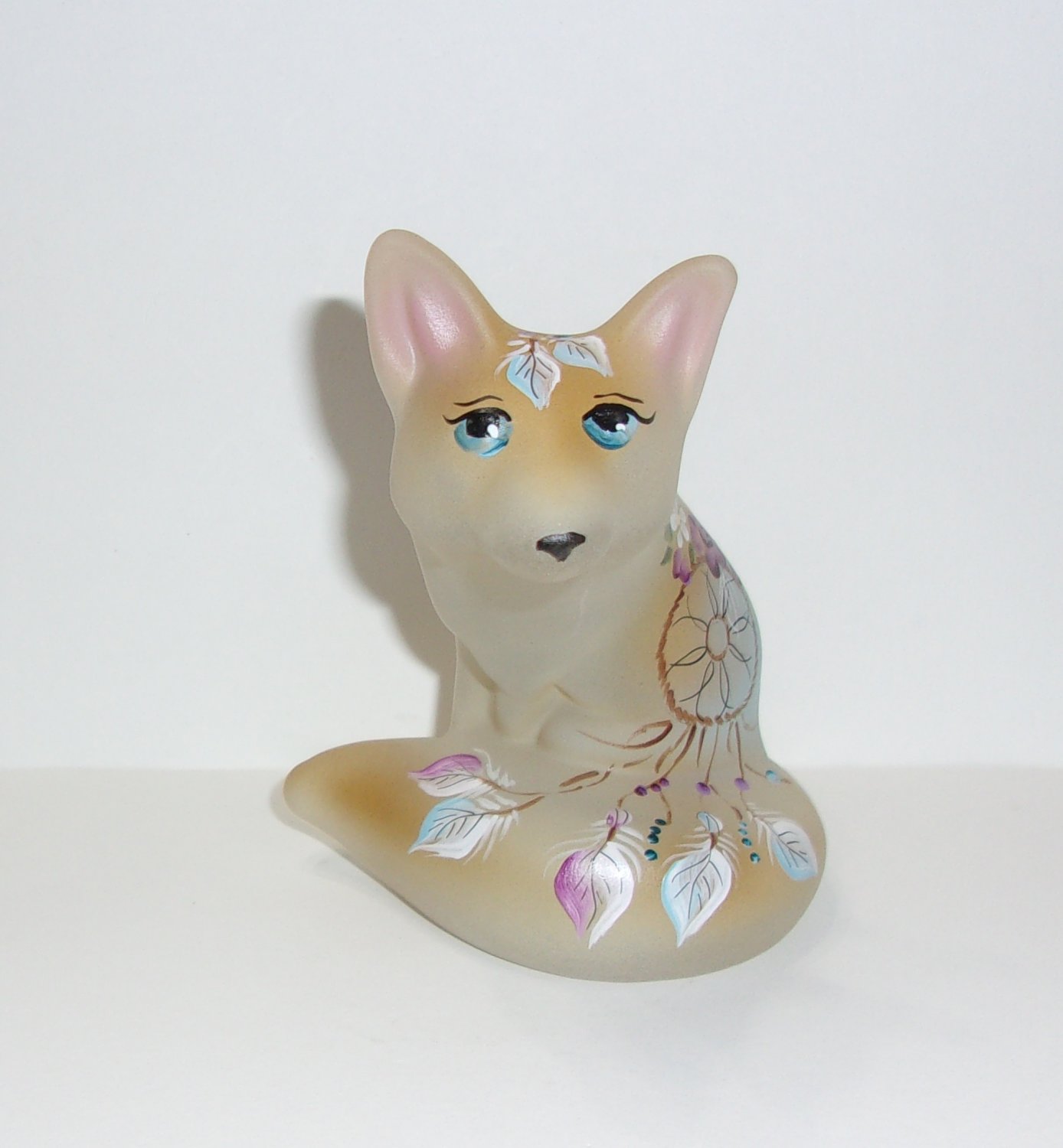 Fenton Glass Natural Native "Dream Catcher" Fox Figurine Ltd Ed #10/23 M Kibbe