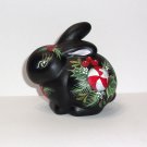 Fenton Glass Black Peppermint Candy Christmas Bunny Rabbit Figurine FAGCA Ltd Ed