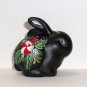 Fenton Glass Black Peppermint Candy Christmas Bunny Rabbit Figurine FAGCA Ltd Ed