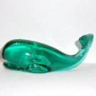 Fenton Glass Teal Glossy Whale Figurine FAGCA Exclusive 2025 by Mosser Glass