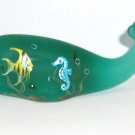 Fenton Glass Teal Satin HP Seascape Whale Figurine FAGCA Ltd Ed by CC Hardman
