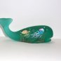 Fenton Glass Teal Satin HP Seascape Whale Figurine FAGCA Ltd Ed by CC Hardman