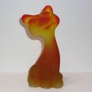 Fenton Glass Marigold Satin 6" Happy Cat Figurine FAGCA 2025 by Mosser Glass