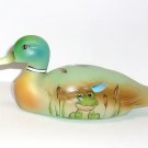 Fenton Glass Jadeite Green Pond Frog Mallard Duck Figurine Ltd Ed #13/20 Barley