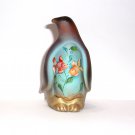 Fenton Glass Amber Bubbles & Gold Fish Penguin Figurine Ltd Ed #4/14 Kim Barley