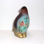 Fenton Glass Amber Bubbles & Gold Fish Penguin Figurine Ltd Ed #4/14 Kim Barley