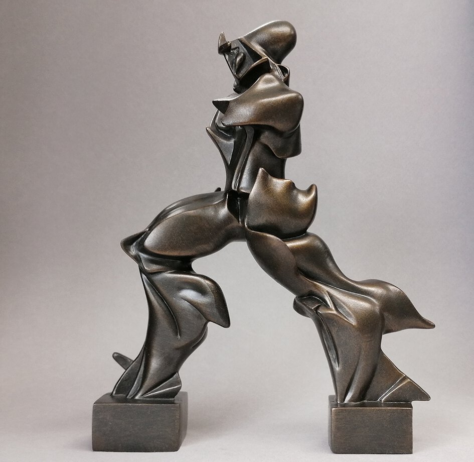FUTURISTIC MAN 8" MODERN ART STATUE SCULPTURE UMBERTO BOCCIONI BRONZE FINISH DYNAMISM