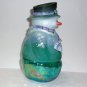 Fenton Glass Teal Carnival Winter Nap Kitten Snowman Fairy Light Ltd Ed #18/30