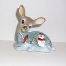 Fenton Glass Amethyst Winter Snowman Cardinal Fawn Deer Figurine Ltd Ed #7/47