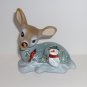 Fenton Glass Amethyst Winter Snowman Cardinal Fawn Deer Figurine Ltd Ed #7/47