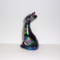 Fenton Glass Black Carnival Pansies 4" Happy Kitty Cat FAGCA Ltd Ed CC Hardman