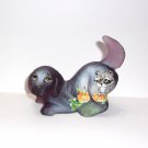 Fenton Glass Plum Purple Autumn Raccoon Puppy Dog Figurine Ltd Ed #6/22 Kibbe