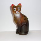 Fenton Glass Marigold Leopard Spots Stylized Cat Figurine Ltd Ed #8/40 M. Kibbe