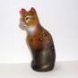 Fenton Glass Marigold Leopard Spots Stylized Cat Figurine Ltd Ed #8/40 M. Kibbe