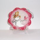 Fenton Glass Holly & Heart Cardinal Snowman Christmas Ornament Ltd Ed #22/47 Fenton Glass Holly & Heart Cardinal Snowman Christmas Ornament Ltd Ed #22/47