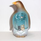 Fenton Glass Amber Night Wonder Cats Penguin Figurine Ltd Ed #19/29 Kim Barley