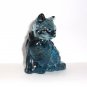 Mosser Glass Midnight Blue Persian Cat Kitten Figurine Made In USA
