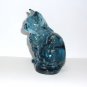 Mosser Glass Midnight Blue Persian Cat Kitten Figurine Made In USA