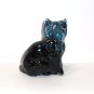 Mosser Glass Midnight Blue Persian Cat Kitten Figurine Made In USA