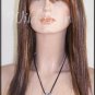 Auburn mix Wig Long Straight Wigs Bangs Skin top
