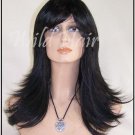 Black Wig Long Layered  Wigs Bangs Layers bang