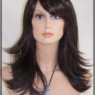 Brown Wig Long Layered  Wigs Bangs Layers bang