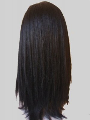 Full Lace Cap 100% Indian Remy Human Hair Full Lace Wigs 14" yaki black