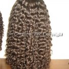 Full Lace Cap 100% Indian Remy Human Hair Full Lace Wigs 16" Curly 2# dark brown