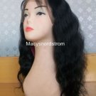 100% Indian Remy Human Hair Wig 18" Full Lace wigs Wavy 1b#