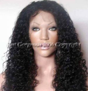 Lace Front 100% Indian Remy Human Hair lace front Wigs 22" Curly 1b#