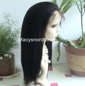 Full Lace Cap 100% Indian Remy Wig 22" Kinky Straight