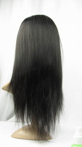 real human hair full lace wig 16" 1b# silky straight