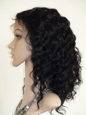 18" 100% remy human hair deep wave front lace wig 1#