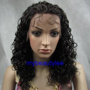 india remy human hair front lace wig 16" 2# curly