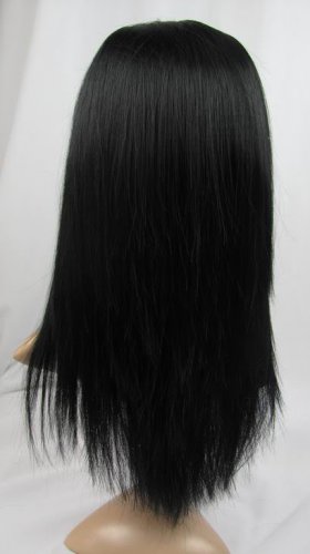 real remy human hair full lace wig 14" 1b# yaki straigt
