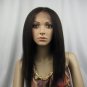 16" real human hair full lace wig 2# kinky straight