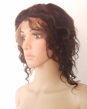 full lace wig indian remy human hair 10" 1b# deep wave