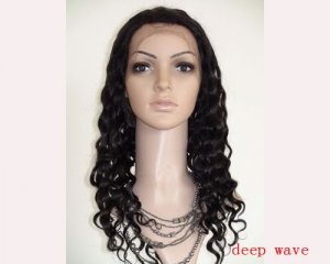 front lace wig remy human hair 12" 1b# 2# deep wave hot!