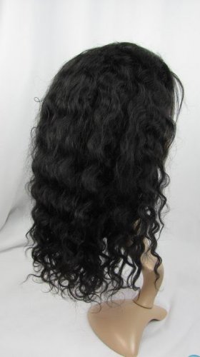 full lace wig indian remy human hair 12''1b# deep wave