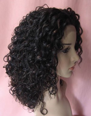 Exostic tight curl 16inch lace front wig 1b/30