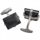 Tateossian Silver Black CZ Cufflinks BTS9617