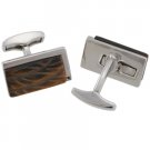 Tateossian Silver Tiger Eye Onyx Cufflinks CUF0556